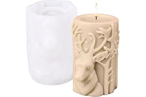 FYKZQWDS Candle Moulds, Christmas Reindeer Pillar Candle Molds for Candle Making, Candle Moulds for DIY Soap and Home Decor, Holiday Themed Craft Supplies