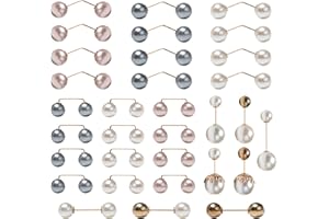 Keboyoe 32 Pièces Mode Broche de Perle Simulée Double Tête Perle Broche Artificielle Epingles de Sûreté pour les Femmes Boucle Pinces Châle pour Femmes Filles Vêtements Décoration(4 Couleurs)