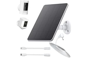 TEKCAM Solar Panel Compatible with Ring Spotlight Cam, Ring Stick Up Cam Battery, Ring Outdoor Cam Plus, 5V Solar Panel Charger with 9.8ft DC Charging Cable, Micro USB & Type C Port, Adjustable Wall Mount