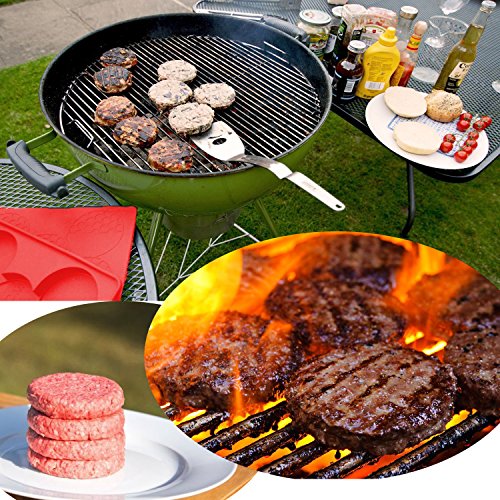 iNeibo 5 in 1 silikon burgerpresse burger maker burger hersteller hamburgerpresse hamburgerform hamburgermaker küchenhelfer, perfekt für grillen, burger, frikadellen, patties (rund) - 6