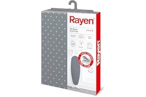 Rayen | Funda Tabla de Planchar Universal | Funda de Planchar Ajuste EasyClip | 3 capas: Espuma, Muletón, tejido 100% Algodón | Gama Medium | Medida: 130 x 47 cm | Estampado