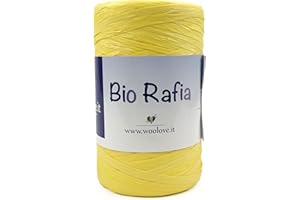 WOOLOVE Tricot Cafè - Bio Rafia - 100% raphia naturel - Raphia doux totalement naturel avec fibre résistante - Poids 250gr - Aiguilles/crochet : 3.00/4.00 - Jaune