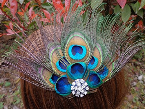 Tonsee Frauen Lady Pfauenfeder Braut Hochzeit Haar Clip Pin Head Haarnadel - 2