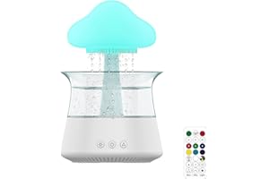 GALER Rain Cloud Humidifier, Snuggling Cloud Rain Humidifier with 7 Color Changing Lights, Cute Raining Night Light Rain Cloud Diffuser Desk Fountain Water Drop Sound for Home Office (White+Remote Control)