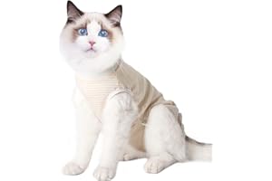 DOTONER Tuta Professionale per Gatto, per Recupero Chirurgico, per ferite Addominali, Bende coniche e collari elettronici alternativi per Gatti Dopo l'intervento Chirurgico (Arancione,l)