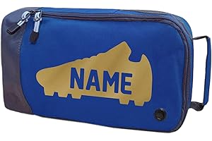 ABSOLUTELY TOP Personalised Childrens Boot Bag Football Rugby Boys Girls Sports Kit, Deep Sea Blue/Gold Print