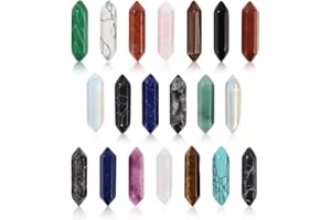 SYVORY 20 Stück Natürliche Sechseckige Edelsteine Sets,Heilende Kristalle Steine,Reiki Meditation Edelsteine,Amethyst, Obsidian, Tigerauge,Natürliche Kristalle für Spirituelle Deko Esoterik Geschenke & DIY-S