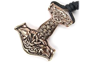 Drachensilber Thorshammer Kette Anhänger Bronze inkl. Band Halskette Wikinger Mjöllnir Biker Schmuck groß massiv schwer Herren