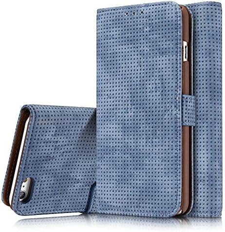 iPhone 8 Plus Case, Dfly Premium PU Leather Flip Wallet Case Cover with Breathe Freely Design for Apple iPhone 8 Plus (2017), Blue