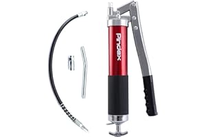 Pindex Grease Gun 8000 PSI Professional Pistol Grip with Flexible Hose Hand Lever Heavy Duty Manual Grease Gun Tool Fit 14oz Cartridge and Bulk for Heavy Equipment, Vehicles, & Machinery
