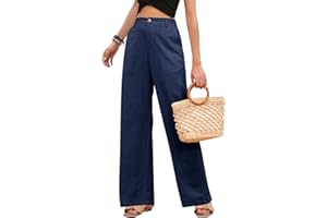 heekpek Pantaloni Lino Donna Estivi Vita Alta Comodi Leggero Pantaloni Larghi Donna Eleganti Pantaloni Gamba Dritta Donna Pantaloni Casual Spiaggia con Tasca
