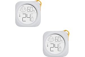 2 Pack - OPPERD Room Thermometer Indoor Hygrometer - Mini Digital Humidity Meter Accurate Temperature and Humidity Monitor with Practical Comfort Icon for Bedroom, Baby Nursery, Baby Room, Living Room