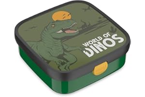 Mepal - Fiambrera Bento Grande Campus - Bento Box para Niños - Incluye 2 cajas Bento extraíbles y Tenedor - Las Cajas Bento son aptas para Microondas - 2x 200 + 1250 ml - Dino