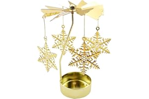 SHUOHONG Portacandele Girevole Rotante Natalizio in Metallo, Porta Candele Candele Tealights, Porta Candele da Tavolo, Portacandele da Tavolo, Candele Decorative per Natale Compleanno Matrimonio (S)