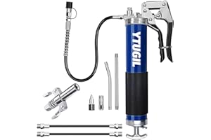 YTUGIL Schmierpresse 8000 PSI –Einhand Fettpresse,Einhandfettpresse für SchmiernippelHochdruck, Fettpresse mit Schlauch, Schnellkupplung, Nadelspitze – Fettpresse für 400cc Kartuschen