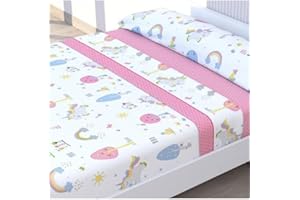 HM'S HOME'SECRET Juego de Sábanas de 100% Microfibra, 3 Piezas, Varios Modelos y Tamaños. (Infantil Unicornio, Cama 90cm)