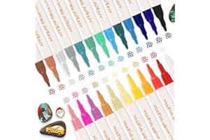 NOKDAL 24 Graffiti Pens Schnell Trocken Farben Marker Set Textmarker Dual Tip Marker Stifte mit Heller Farbe Wasserfeste Permanentmarker für Färbung Comic Schulen Büros Studenten