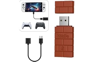 8bitdo Wireless USB Adapter 2, USB Bluetooth Adapter with OTG Cable for Switch,PC,PS Classic,Android,macOS,Raspberry Pi, Retrofreak System, Compatible with Xbox,PS,Joycons,Switch Pro Controller Brown