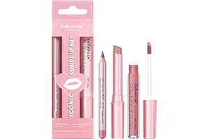 HOPHAT 3PCS Matte Liquid Lipstick Lip Balm & Lip Liner Lip Kit, Hydrating Tinted Pink Lip Balm, Collagen Lip Gloss For Dry Lips, Waterproof Make Up Set (# 01 Nude Pink)