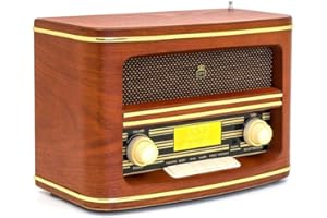 GPO Winchester DAB Radio Retro FM/DAB, 60 Stazioni Programmate, Display LCD, Allarme con Funzione Snooze, Jack per Cuffie - Finitura in Legno
