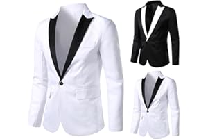 LJHH Abiti Uomo Eleganti con Un Bottoni Blazer Uomo Giacca Blazer Casual Blazer Blazer da Uomo Slim Fit con Un Bottone Suit Jacket Giacca Elegante Formale for Wedding Business Fit Blazer Smoking Uomo