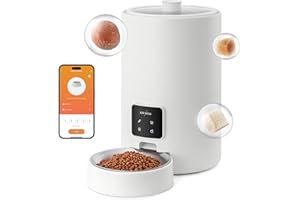 Kwasyo Vakuumversiegelter Futterautomat Katze, 9L Großraum-Futterautomat Hund, App-Steuerung, Kein Trockenmittel Erforderlich, Intelligenter Automatischer Futterspender für Katzen & Hunde