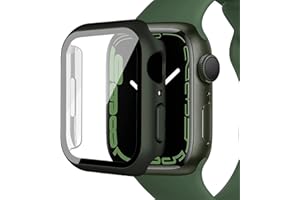 Miimall Etui kompatybilne z Apple Watch Series 9, 8, 7, 45 mm, osłona ekranu ze szkła hartowanego, ultracienki twardy PC, odporna na wstrząsy, uniwersalna obudowa ochronna do iWatch Series 9 45 mm,