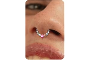 BodyBonita 16G Septum Piercing Acciaio Chirurgico 316L Zirconia Cubica Nostril Piercing Naso Cerchio Helix Orecchino Trago Daith Cartilagine Setto Rook Piercing Naso Anello 14K Oro/Argento 8mm/10mm