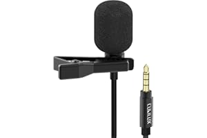 Cubilux 3.5mm Unidirectional Lavalier MIC, 1/8” Passive Noise Cancelling Cardioid Clip Lapel Microphone Compatible with MacBook Pro/Air Laptop Smartphone Tablet iPad for Singing Dictation More, 5 FT