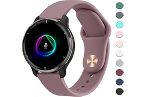 Mugust Armband für Garmin Venu/Venu 2 Plus/Venu Sq/Venu Sq 2 Music für Damen Herren, 20mm Silikon Armbänder Classic Sport Ersatz Uhrenarmband für Garmin Venu Sq 2 Armband, Rauch Violett