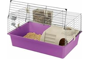 Ferplast Cage pour Cochons d'Inde Guinea 70 Cage Rongeurs en Métal, Accessoires Inclus: Mangeoire, Abreuvoir, Maison, Gamelle, Grande Ouverture Supérieure 70 x 47 x h 37,5 cm