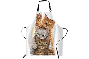 Smooffly Three Cute Kittens Apron Adjustable Apron Cooking Kitchen Chef Women Men Aprons for Home Kitchen, Restaurant, Coffee House, Baking Gardening BBQ