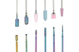 ANGNYA Punte Fresa Unghie,Set di Punte Fresa Unghie da 12 pezzi Kit di Trapano per Unghie Elettrico 3/32" in Acciaio al Tungsteno e Ceramica Manicure Pedicure Uso per Nail Salon o Casa