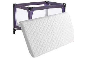 Pinkfairy Premium Quality Travel Cot Mattress 95 x 65 x 5cm For Baby - Fully Breathable Removable Anti Allergenic Quilted Cover - Toddler Kids Bedding Nursery Protector