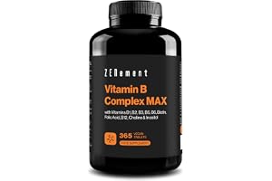 Vitamin B Complex MAX - 8 B-Vitaminer, Kolin & Inositol - 365 Tabletter | Hög Koncentration B-Grupp - Egen Formel, Vegansk, Utan Tillsatser - 1 per Dag, 1 År - Zenement