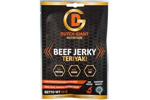 ‎DUTCH GIANT Dutch Giant Beef Jerky Teriyaki | 10 x 50 gram | Jerky Trockenfleish für menschen | Low-Carb, Hochprotein Snack | Knabberartikel | Gym Jerky 500g | Olivier Richters | Musclemeat | 100% Rindfleisch