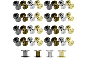 Tucireat Tornillos Encuadernacion 80 Pares Remache de Tornillo de Correa Remaches para Cuero para DIY Cuero Deco Cinturón de Cuero libros álbumes,4x6mm