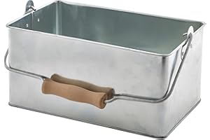 Genware GSTC2415 Seau de Table rectangulaire en Acier galvanisé, 24,5 x 15,5 x 12,5 cm