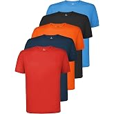 ALPIDEX Pack of 5 Men's Sports Shirts Short Sleeve Breathable Gym | 100% Polyester, Quick Dry, Running, Fitness, Trekking, Wo