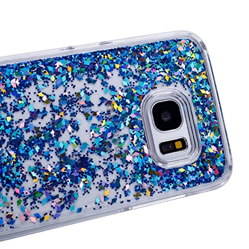 Galaxy S7 Schutzhülle,Galaxy S7 Hülle,Galaxy S7 Flüssig Glitzer Hülle,Ukayfe Cool 3D Schwimmend Treibsand Flüssige Fließend Wasser Luxus Bling Hardcase Strass Glitzer Transparent Schutzhülle Crystal Clear Hülle Handyhülle Tasche Durchsichtig Hart PC Hüllen Handycover Schutz Cases Etui mit für Samsung Galaxy S7 & 1 x Schwarz Eingabestift (Blau) - 2