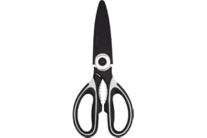 Royalford 3-IN-1 Kitchen Scissor- RF10498 Includes Scissors, Perfect for cutting Fish, Meat, etc Dishwasher-Safe and Includes a Blade Protection Cover Black and Silver
