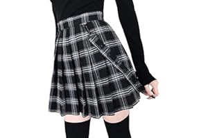 pilipalaa Women Mini Skirt Harajuku Pleated Skirt - High Waist Skater Pleated Short Skirt Stitch Skirt Elegant Windbreaker Cosplay Plaid Skirt School Uniform Skirt S-5XL
