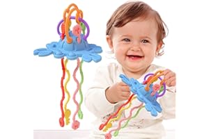 DAILINK Juguetes Sensoriales Bebe Montessori, Juguetes de Cuerda de Tracción de Silicona, Pop Push Burbujas & Pull Strings Montessori Juguetes Educativos Juguetes Montessori para Niños 6-18 Meses