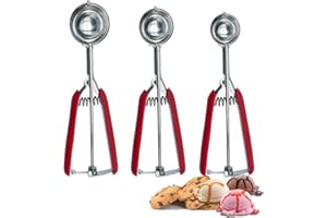 SPEENSUN Cookie Scoop of Rubber Easy Trigger Set of 3 PCS(4/5/6cm),Ice Cream Scoop,304Stainless Steel Melon Baller Scoop,Durable and Effortless for Ice Cream,Melon Baller,Mash Potato and Baking