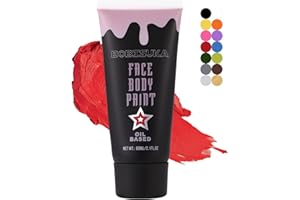BOBISUKA Pittura Facciale Rosso, Pittura per Viso Durevole, Body Painting per Trucco Halloween, Carnevale, Feste, Non Tossico