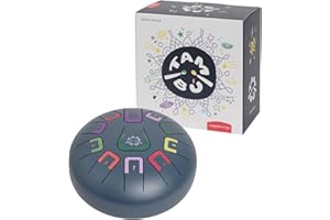 JUEGACONMIGO TAMBÚ - Tamburo in acciaio, 20,3 cm, 11 note, Handpan, strumento a percussione metallico (blu opaco)