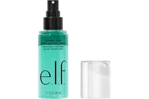 e.l.f. Power Grip Dewy Setting Spray, formula a lunga tenuta, fa aderire il make-up per un finish idratato effetto umido, prodotto vegano e non testato sugli animali