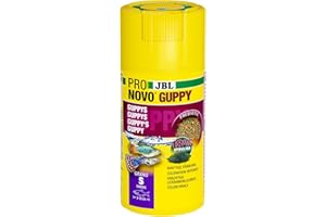 JBL PRONOVO GUPPY GRANO, podstawowa karma dla szczeniaków i innych jajoworodnych ryb 3-10 cm, granulat rybny, dozownik na kliknięcie, rozmiar S, 100 ml
