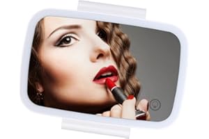 Dounan Coche Sun Visor Mirror,Espejo de visera para el automóvil con luces LED Maquillaje Protector solar Espejo cosmético Clip de espejo de vanidad ajustable en la pantalla táctil