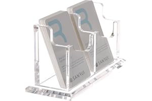 SANRUI Business Card Holder for Desk,Clear Acrylic Business Card Holder Display for Office Desktop Countertop 1 Tier 2 Slots